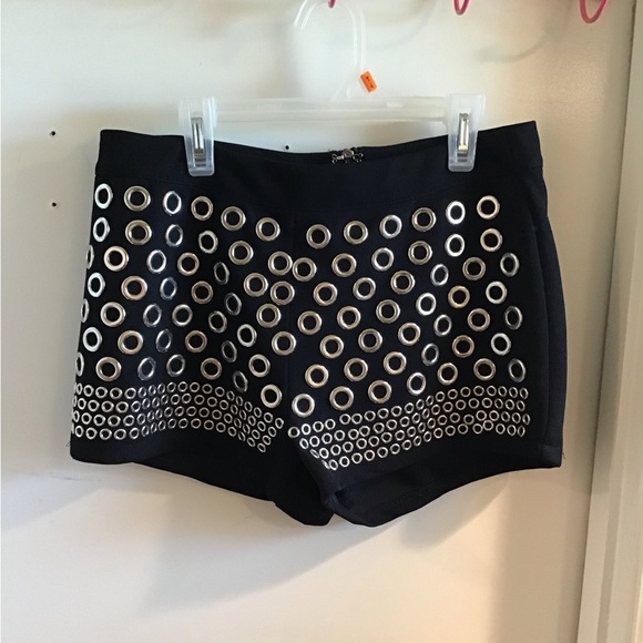NWT BLACK SHORTS WITH SILVER Embellishments - Picture 1 of 7